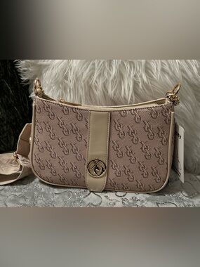 NWT, XOXO, Small, Beige, Logo-Pattern Shoulder Bag